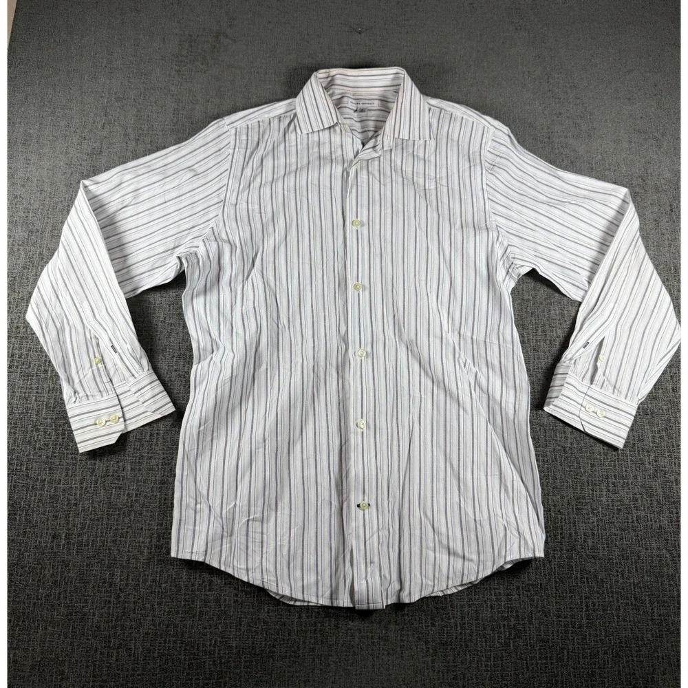 Banana Republic Mens Striped Cotton Button Down Shirt Blue White M 15-15.5